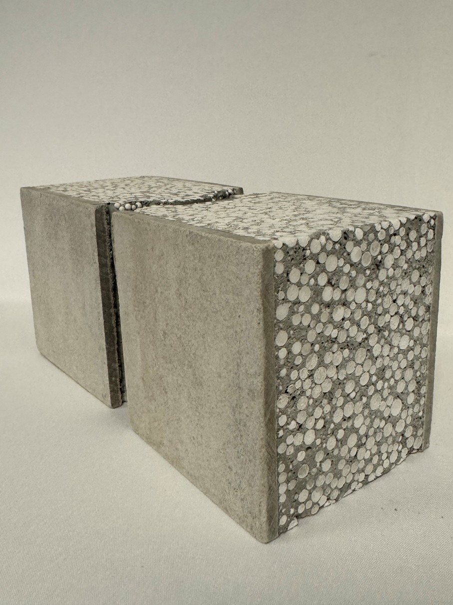 Painel de concreto leve — interior com pérolas de EPS de alta densidade